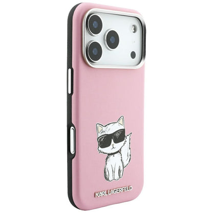 Capa MagSafe para Apple iPhone 18 Pro Max / 17 Pro Max, Karl Lagerfeld, Choupette Sketch, Rosa