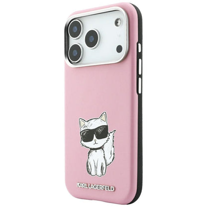 Capa MagSafe para Apple iPhone 18 Pro Max / 17 Pro Max, Karl Lagerfeld, Choupette Sketch, Rosa