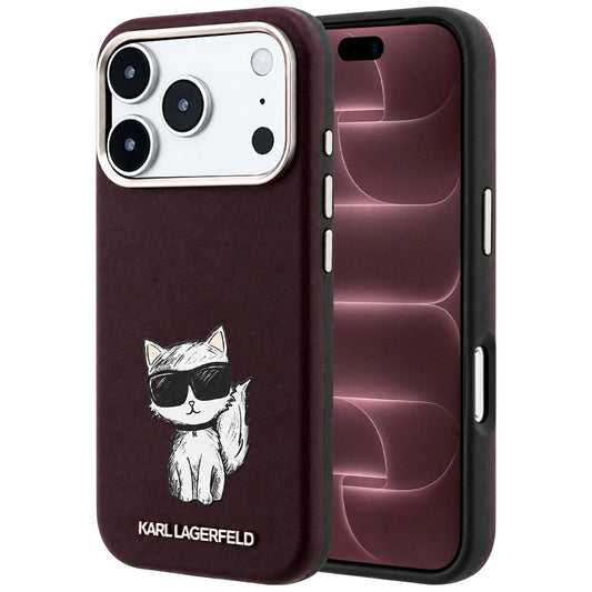 Capa MagSafe para Apple iPhone 18 Pro Max / 17 Pro Max, Karl Lagerfeld, Choupette Sketch, Vinho