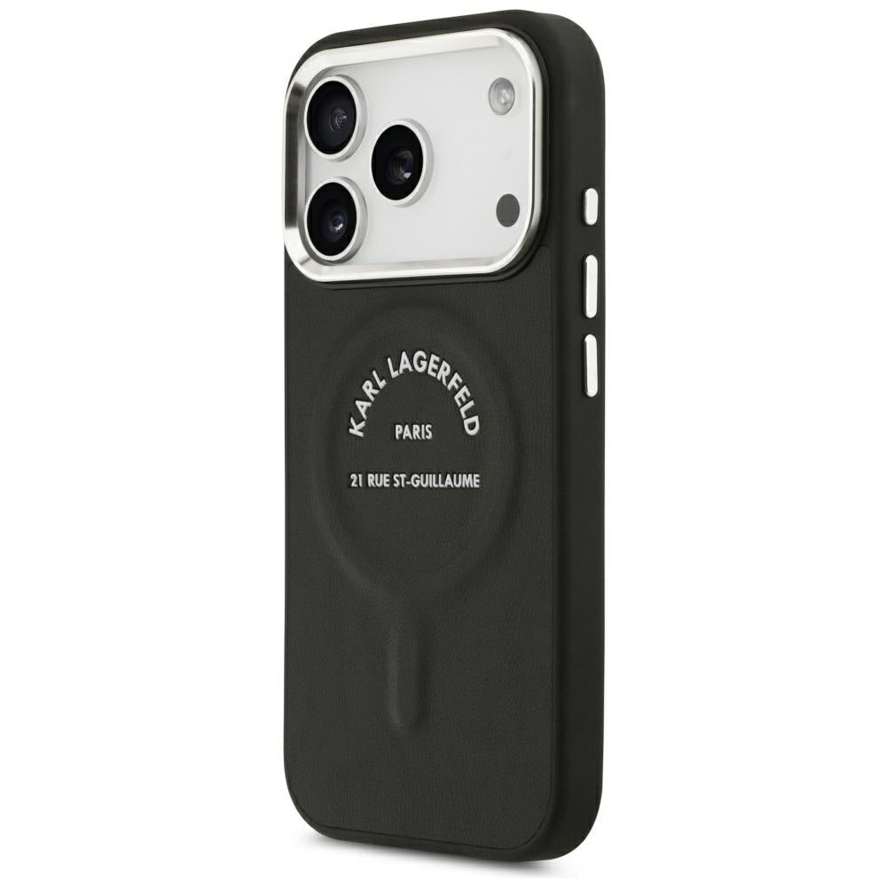 Capa MagSafe para Apple iPhone 18 Pro Max / 17 Pro Max, Karl Lagerfeld, EMB. Anel Karl RSG Logo, Preto