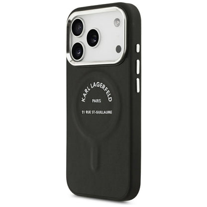Capa MagSafe para Apple iPhone 18 Pro Max / 17 Pro Max, Karl Lagerfeld, EMB. Anel Karl RSG Logo, Preto