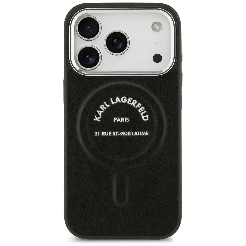 Capa MagSafe para Apple iPhone 18 Pro Max / 17 Pro Max, Karl Lagerfeld, EMB. Anel Karl RSG Logo, Preto