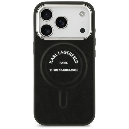 Capa MagSafe para Apple iPhone 18 Pro Max / 17 Pro Max, Karl Lagerfeld, EMB. Anel Karl RSG Logo, Preto