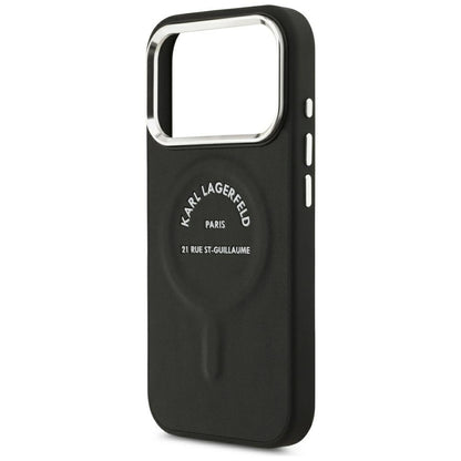 Capa MagSafe para Apple iPhone 18 Pro Max / 17 Pro Max, Karl Lagerfeld, EMB. Anel Karl RSG Logo, Preto