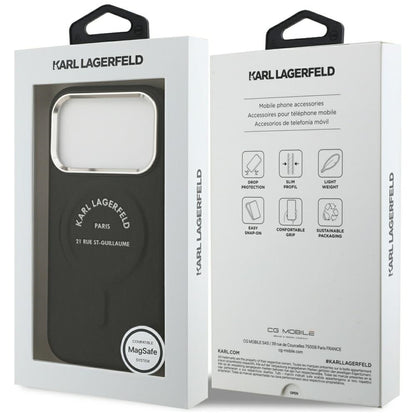 Capa MagSafe para Apple iPhone 18 Pro Max / 17 Pro Max, Karl Lagerfeld, EMB. Anel Karl RSG Logo, Preto