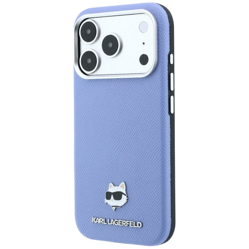Capa MagSafe para Apple iPhone 18 Pro Max / 17 Pro Max, Karl Lagerfeld, Grained Choupette Head, Bleu