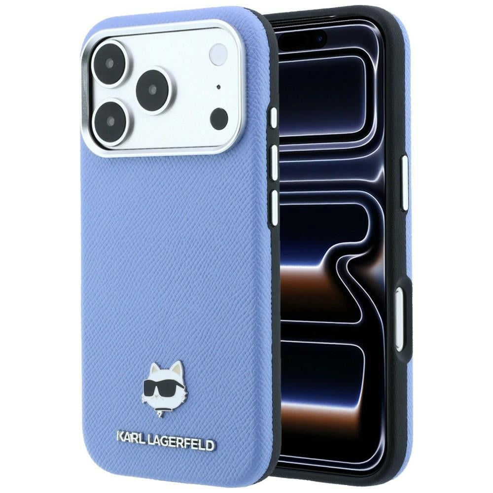 Capa MagSafe para Apple iPhone 18 Pro Max / 17 Pro Max, Karl Lagerfeld, Grained Choupette Head, Bleu