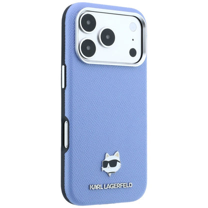 Capa MagSafe para Apple iPhone 18 Pro Max / 17 Pro Max, Karl Lagerfeld, Grained Choupette Head, Bleu
