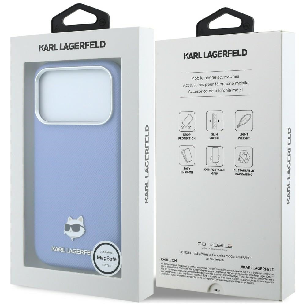 Capa MagSafe para Apple iPhone 18 Pro Max / 17 Pro Max, Karl Lagerfeld, Grained Choupette Head, Bleu