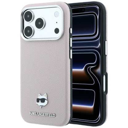 Capa MagSafe para Apple iPhone 18 Pro Max / 17 Pro Max, Karl Lagerfeld, Grained Choupette Head, Rosa