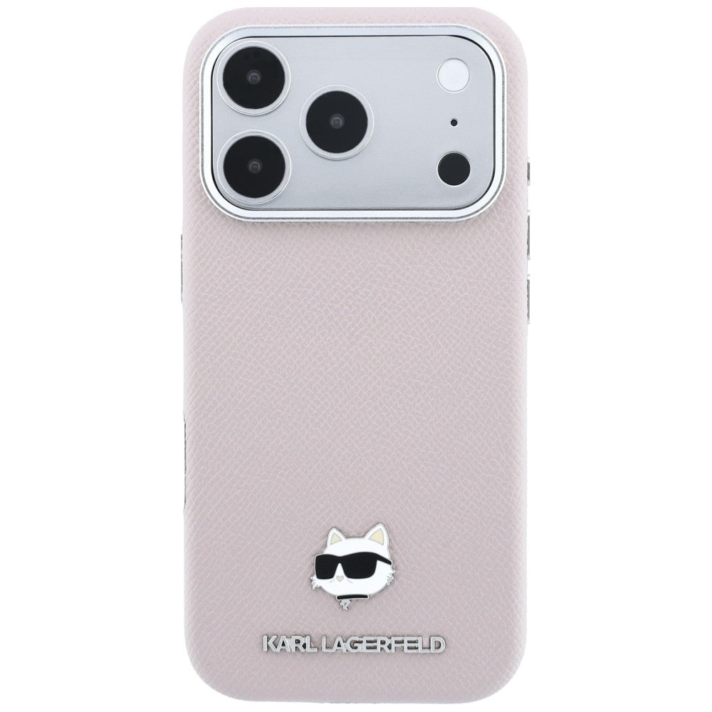 Capa MagSafe para Apple iPhone 18 Pro Max / 17 Pro Max, Karl Lagerfeld, Grained Choupette Head, Rosa
