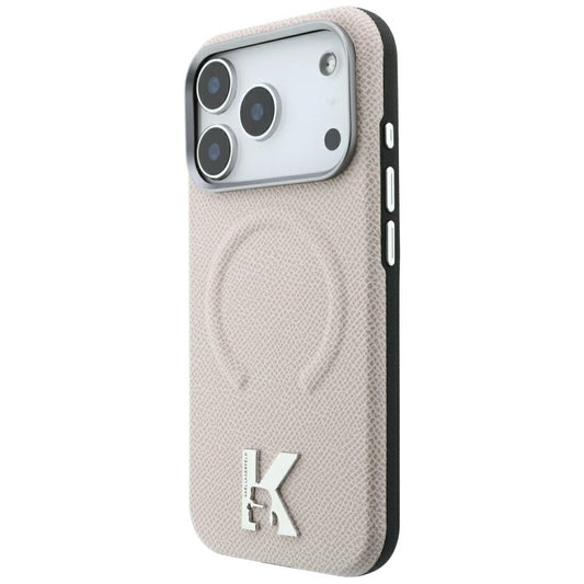 Capa MagSafe para Apple iPhone 18 Pro Max / 17 Pro Max, Karl Lagerfeld, Anel Gravado Granulado, Bege