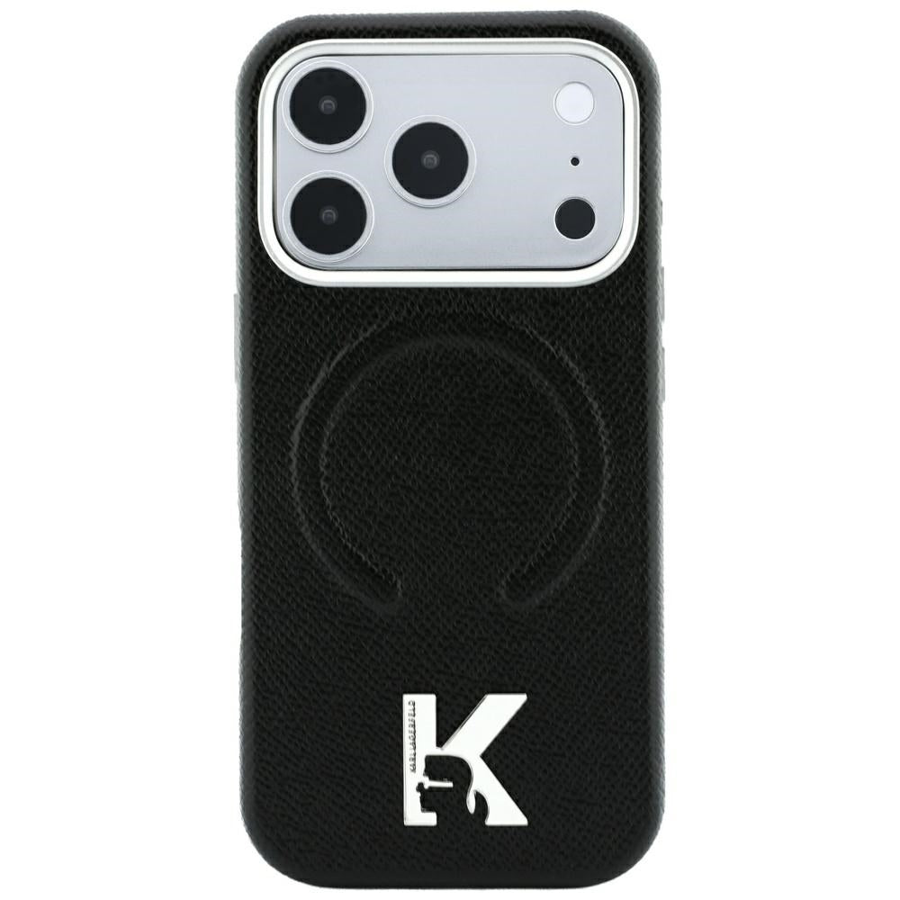 MagSafe Case for Apple iPhone 18 Pro Max / 17 Pro Max, Karl Lagerfeld, Grained Embossed Ring, Black