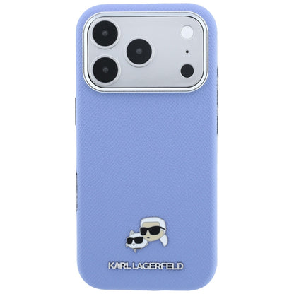 Capa MagSafe para Apple iPhone 18 Pro Max / 17 Pro Max, Karl Lagerfeld, Grained Karl & Choupette Head's Metal, Bleu