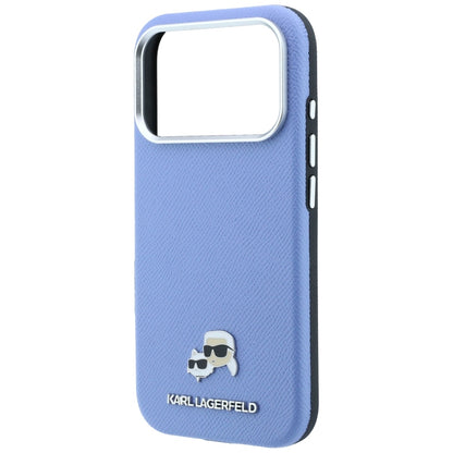 Capa MagSafe para Apple iPhone 18 Pro Max / 17 Pro Max, Karl Lagerfeld, Grained Karl & Choupette Head's Metal, Bleu