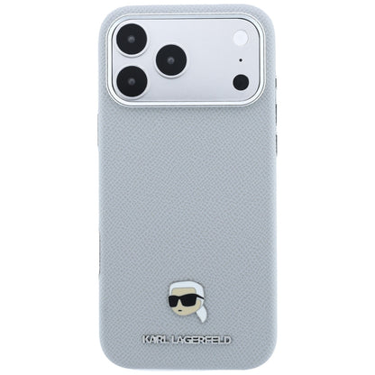 MagSafe Case for Apple iPhone 18 Pro Max / 17 Pro Max, Karl Lagerfeld, Grained Karl Head's Metal, Gray