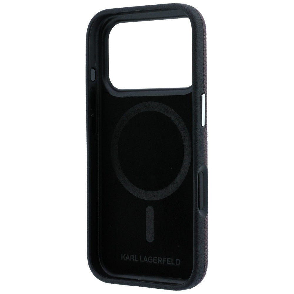 Capa MagSafe para Apple iPhone 18 Pro Max / 17 Pro Max, Karl Lagerfeld, Grained KC Heads, Vinho