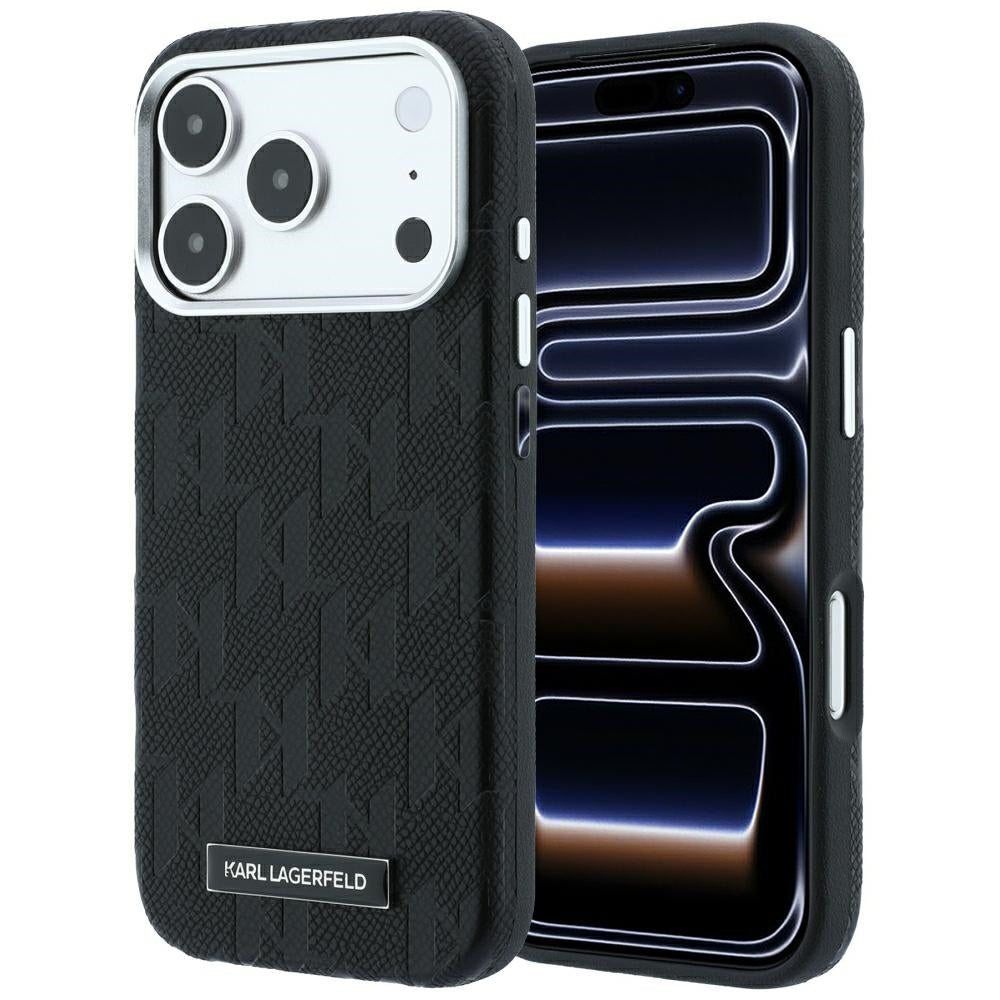 Capa MagSafe para Apple iPhone 18 Pro Max / 17 Pro Max, Karl Lagerfeld, Logo em Resina Monocromática Granulada, Preta