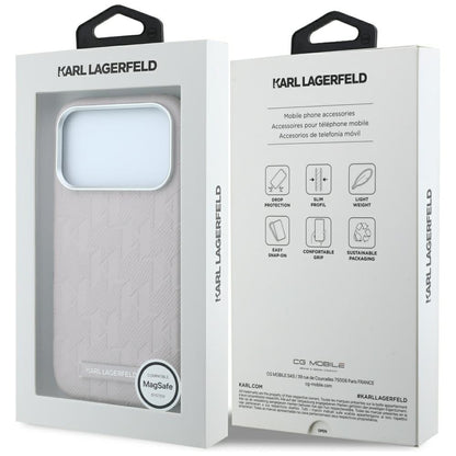 Capa MagSafe para Apple iPhone 18 Pro Max / 17 Pro Max, Karl Lagerfeld, Logo em Resina Monocromática Granulada, Rosa
