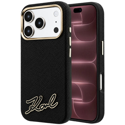Capa MagSafe para Apple iPhone 18 Pro Max / 17 Pro Max, Karl Lagerfeld, Grained Resin Sign Logo, Preta