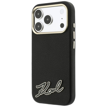 Capa MagSafe para Apple iPhone 18 Pro Max / 17 Pro Max, Karl Lagerfeld, Grained Resin Sign Logo, Preta