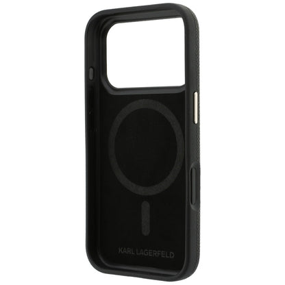 Capa MagSafe para Apple iPhone 18 Pro Max / 17 Pro Max, Karl Lagerfeld, Grained Resin Sign Logo, Preta