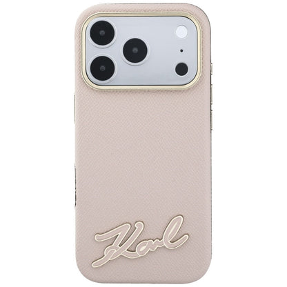 Capa MagSafe para Apple iPhone 18 Pro Max / 17 Pro Max, Karl Lagerfeld, Grained Resin Sign Logo, Rosa
