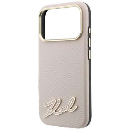 Capa MagSafe para Apple iPhone 18 Pro Max / 17 Pro Max, Karl Lagerfeld, Grained Resin Sign Logo, Rosa