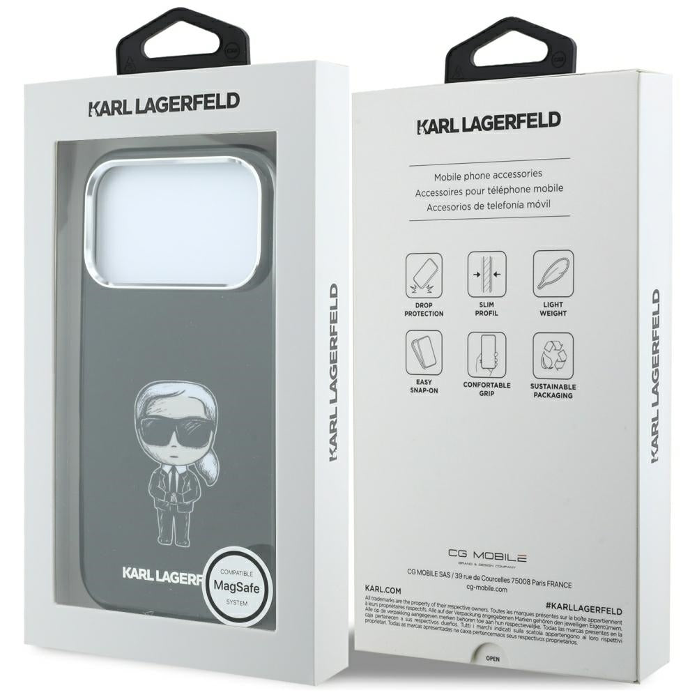 Capa MagSafe para Apple iPhone 18 Pro Max / 17 Pro Max, Karl Lagerfeld, HC IML Ikonik Sketch Print, Preta