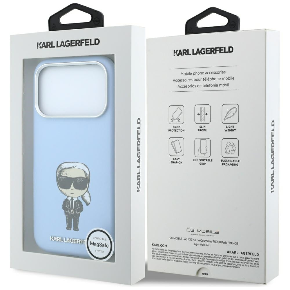 Capa MagSafe para Apple iPhone 18 Pro Max / 17 Pro Max, Karl Lagerfeld, Ikonik Sketch, Azul