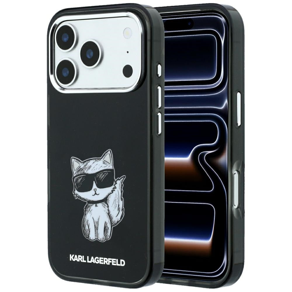 Capa MagSafe para Apple iPhone 18 Pro Max / 17 Pro Max, Karl Lagerfeld, IML Choupette Body Sketch Print, Preta