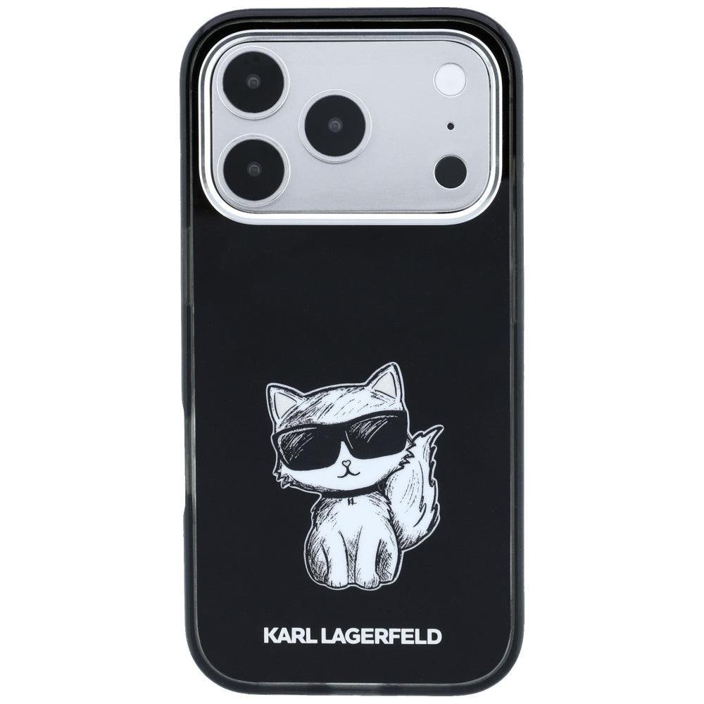 Capa MagSafe para Apple iPhone 18 Pro Max / 17 Pro Max, Karl Lagerfeld, IML Choupette Body Sketch Print, Preta