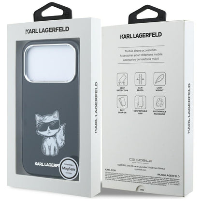 Capa MagSafe para Apple iPhone 18 Pro Max / 17 Pro Max, Karl Lagerfeld, IML Choupette Body Sketch Print, Preta