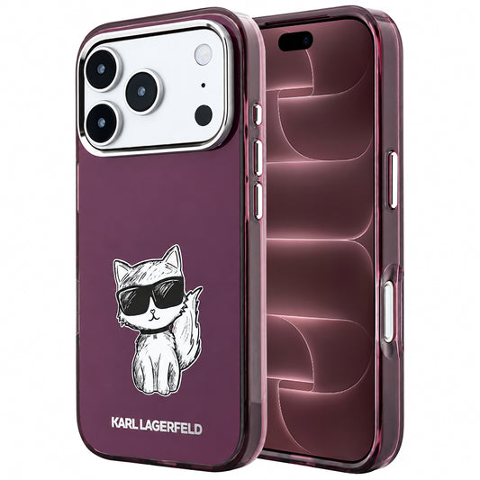 Capa MagSafe para Apple iPhone 18 Pro Max / 17 Pro Max, Karl Lagerfeld, IML Choupette Body Sketch Print, Vinho