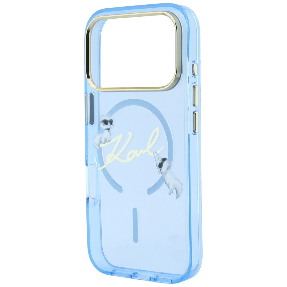 Capa MagSafe para Apple iPhone 18 Pro Max / 17 Pro Max, Karl Lagerfeld, IML Choupette Karl Script Logo, Azul