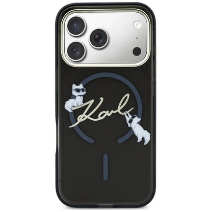 Capa MagSafe para Apple iPhone 18 Pro Max / 17 Pro Max, Karl Lagerfeld, IML Choupette Karl Script Logo, Preta