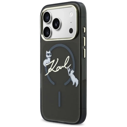 Capa MagSafe para Apple iPhone 18 Pro Max / 17 Pro Max, Karl Lagerfeld, IML Choupette Karl Script Logo, Preta