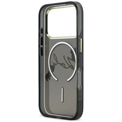 Capa MagSafe para Apple iPhone 18 Pro Max / 17 Pro Max, Karl Lagerfeld, IML Choupette Karl Script Logo, Preta