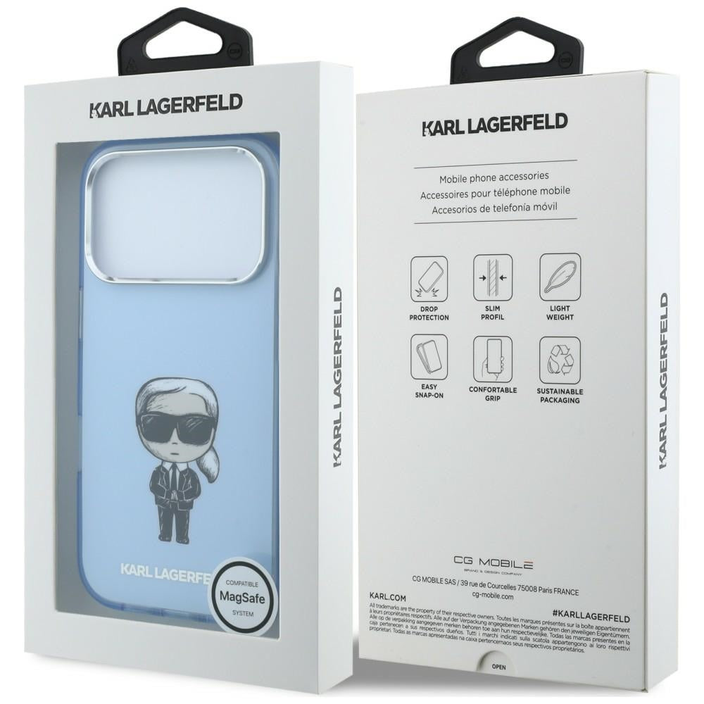 Capa MagSafe para Apple iPhone 18 Pro Max / 17 Pro Max, Karl Lagerfeld, IML Ikonik Sketch Print, Azul