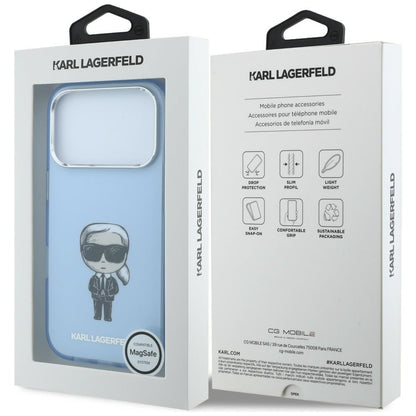 Capa MagSafe para Apple iPhone 18 Pro Max / 17 Pro Max, Karl Lagerfeld, IML Ikonik Sketch Print, Azul