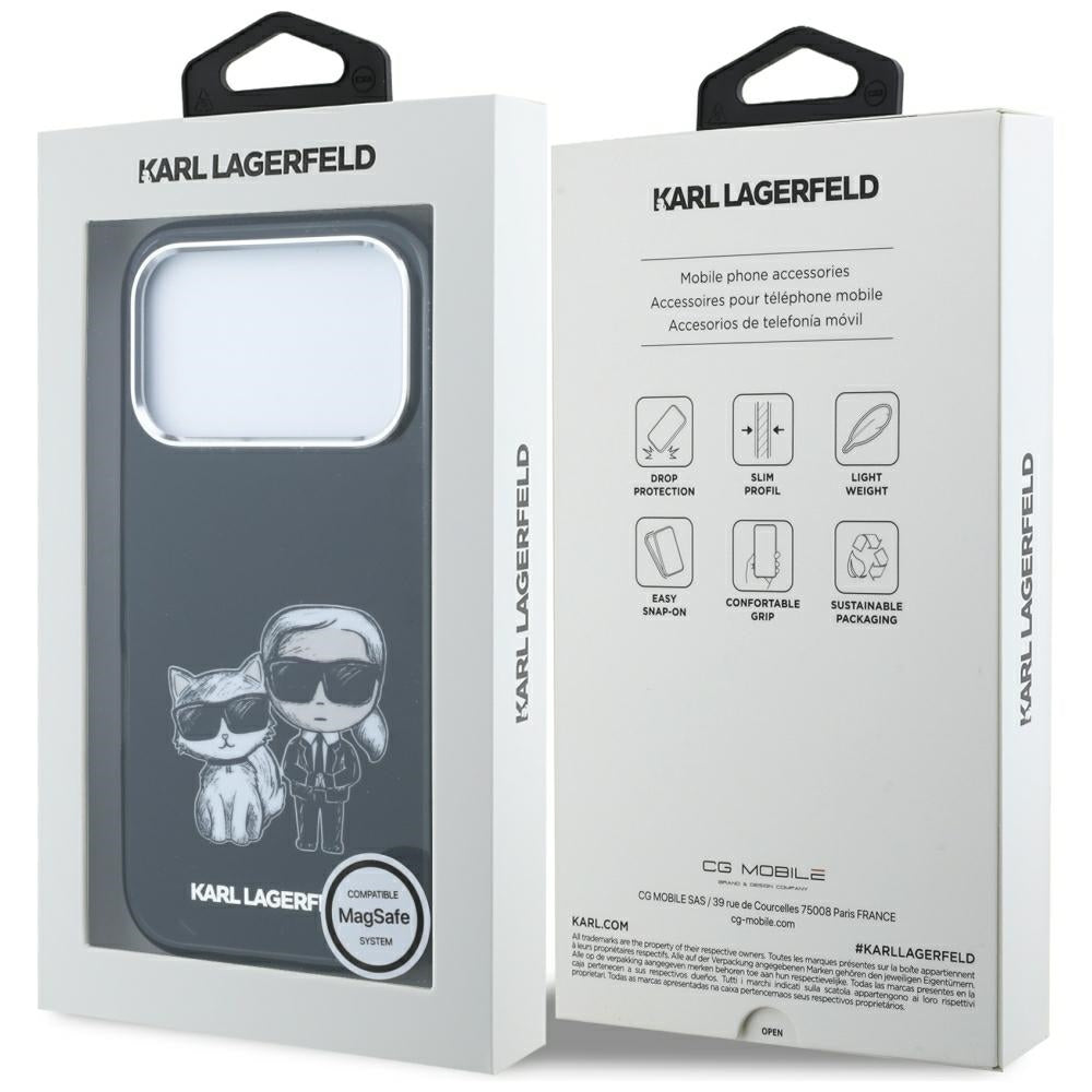 Capa MagSafe para Apple iPhone 18 Pro Max / 17 Pro Max, Karl Lagerfeld, IML KC Bodies Sketch Print, Preta