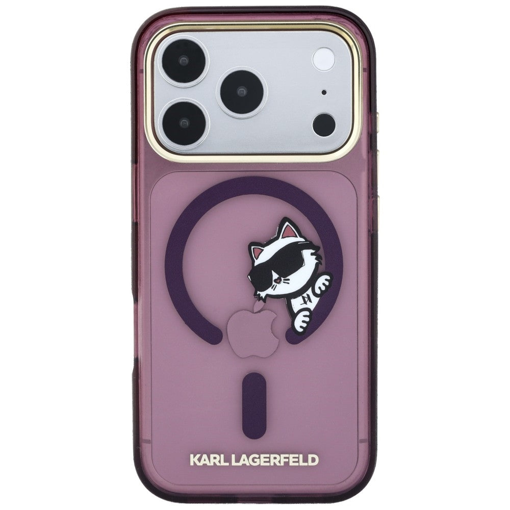 Capa MagSafe para Apple iPhone 18 Pro Max / 17 Pro Max, Karl Lagerfeld, IML Peekaboo Print e Moldura Metálica, Vinho