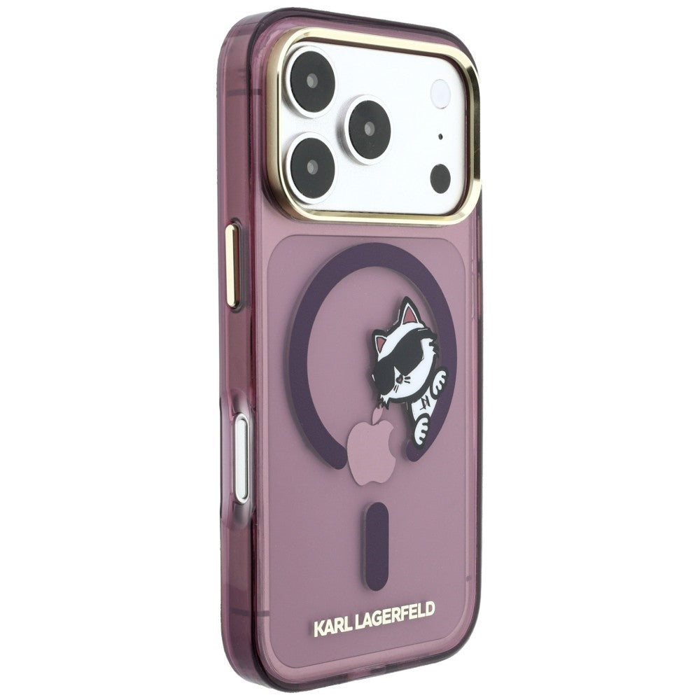 Capa MagSafe para Apple iPhone 18 Pro Max / 17 Pro Max, Karl Lagerfeld, IML Peekaboo Print e Moldura Metálica, Vinho