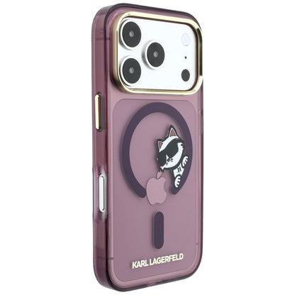 Capa MagSafe para Apple iPhone 18 Pro Max / 17 Pro Max, Karl Lagerfeld, IML Peekaboo Print e Moldura Metálica, Vinho