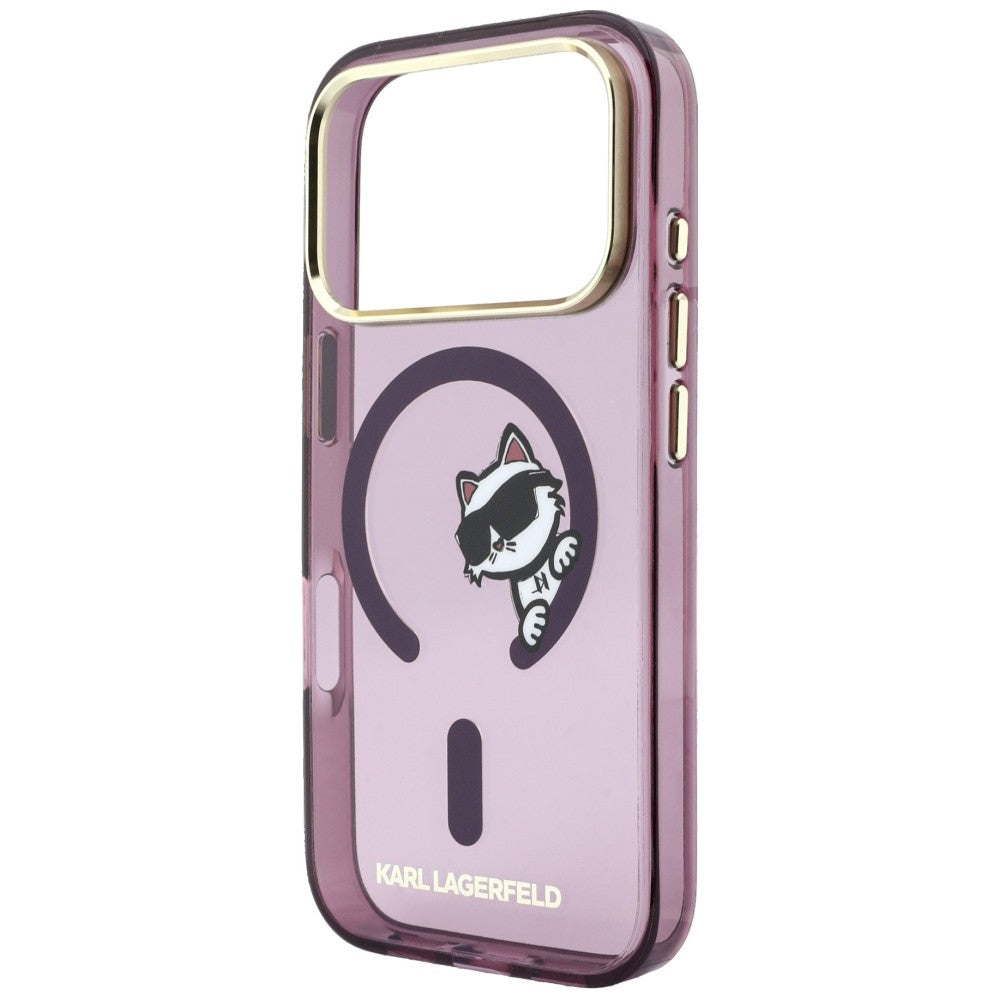 Capa MagSafe para Apple iPhone 18 Pro Max / 17 Pro Max, Karl Lagerfeld, IML Peekaboo Print e Moldura Metálica, Vinho