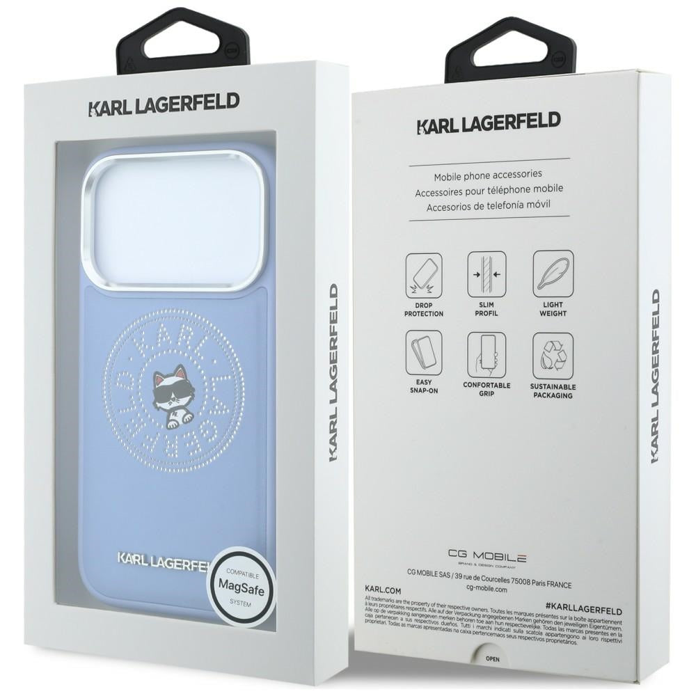 Capa MagSafe para Apple iPhone 18 Pro Max / 17 Pro Max, Karl Lagerfeld, Point and Choupette Sketch, Azul