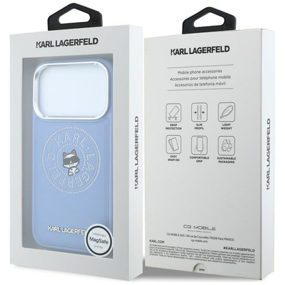 Capa MagSafe para Apple iPhone 18 Pro Max / 17 Pro Max, Karl Lagerfeld, Point and Choupette Sketch, Azul