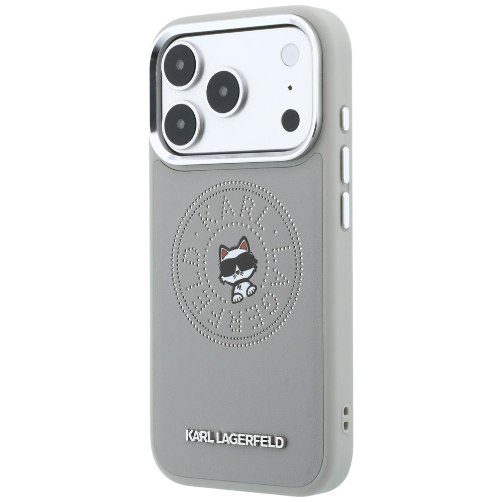 Capa MagSafe para Apple iPhone 18 Pro Max / 17 Pro Max, Karl Lagerfeld, Point and Choupette Sketch, Cinzento
