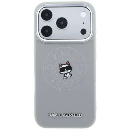 Capa MagSafe para Apple iPhone 18 Pro Max / 17 Pro Max, Karl Lagerfeld, Point and Choupette Sketch, Cinzento