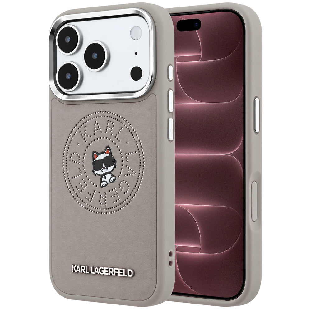 Capa MagSafe para Apple iPhone 18 Pro Max / 17 Pro Max, Karl Lagerfeld, Point and Choupette Sketch, Cinzento